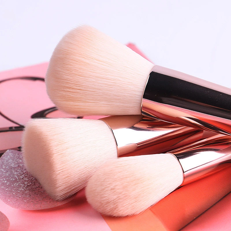 New professional copper tube makeup brushes beauty tools wooden handle makeup brushes set eyeshadow brushes with pu bag