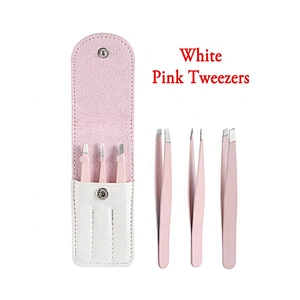 3 PCS/Set Point Tip Slant Tip Flat Tip Hair Removal Stainless Steel Eyebrow Tweezers Scissors Set With Bag