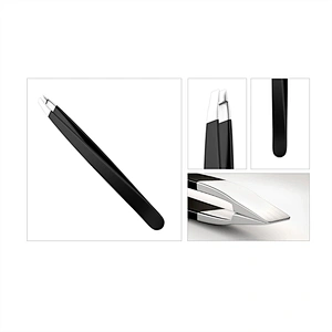 JZG 1pcs Black Wholesale Best Tools Private Label LOGO OEM Custom Professional Eyebrow Tweezers