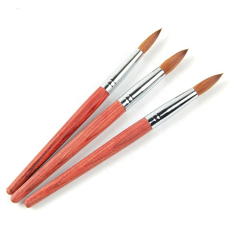 Manufacture 100% pure kolinsky sable hair round red wood acrylic nail brush size 2# 4# 6# 8# 10# 12# 14# 16# 18#