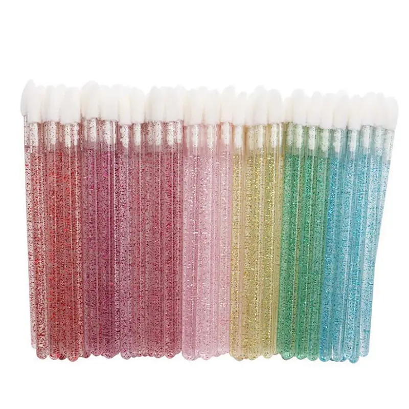 Shining Glitter Handle Lip Wands Cosmetic Lip Applicator Private Label Best Seller Disposable Lipstick Application Flocked