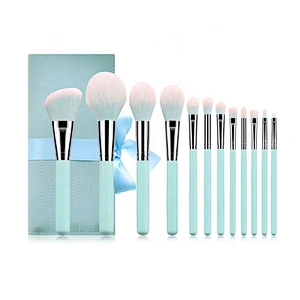 12pcs light blue cosmetic brush sets professional makeup tools