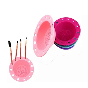 JZG Newest Design Bowl Shape Private Label Cosmetic Make Up Silicone Makeup Brush Cleaner Holder Brush Cleansing Makeup Pad Mat