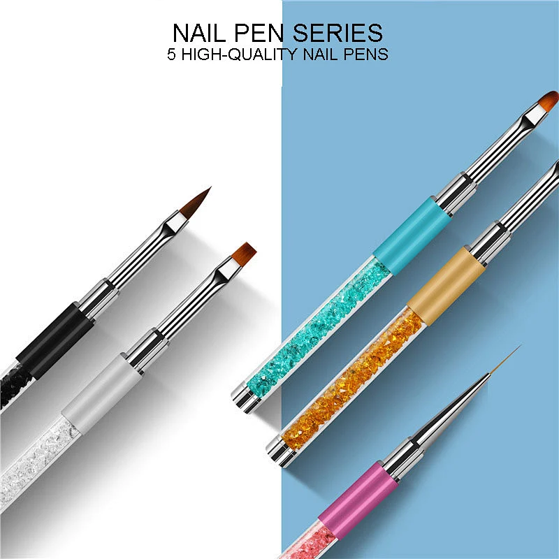 Professional Kolinsky Nail Art Brush Acrylic Nail Brush with Rhinestone