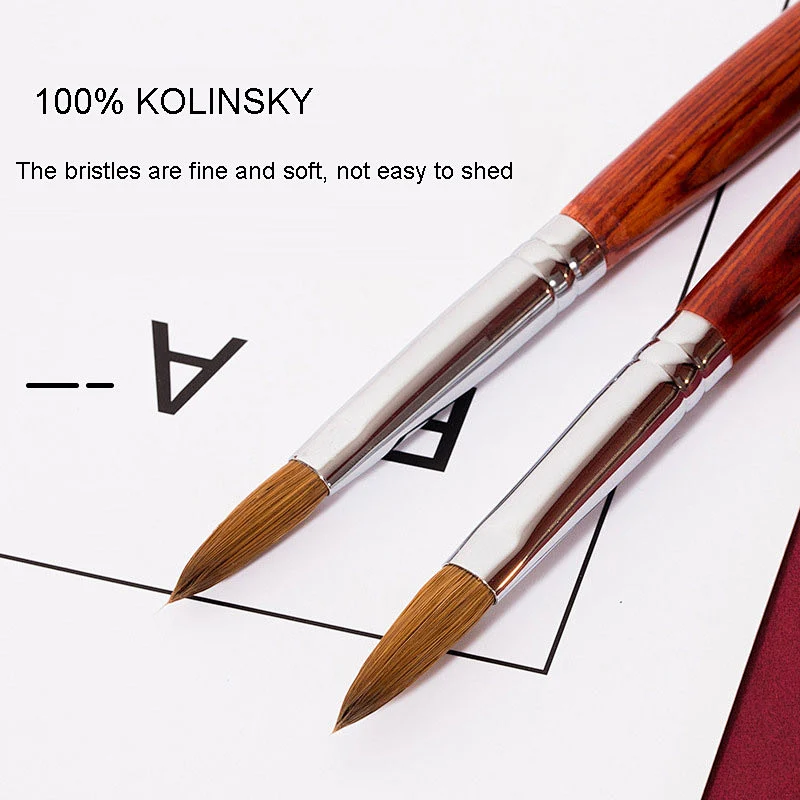 Top quality best seller professional custom nail manicure brushes wholesale wooden handle 100% kolinsky nail brush