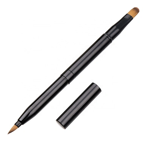 Dual End Retractable Lip Brush With Mini Eyebrow Brush Beauty Cosmetic Adjustable Makeup Brush with Cap