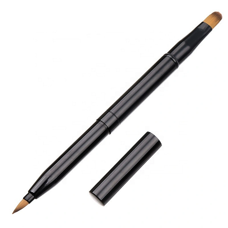 Dual End Retractable Lip Brush With Mini Eyebrow Brush Beauty Cosmetic Adjustable Makeup Brush with Cap