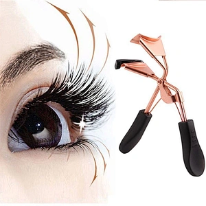 Delicate Rose Gold Color Eyelash Curler Clip With Black Handle Steel Nature Curl Lashes Women Beauty Cosmetic Tools
