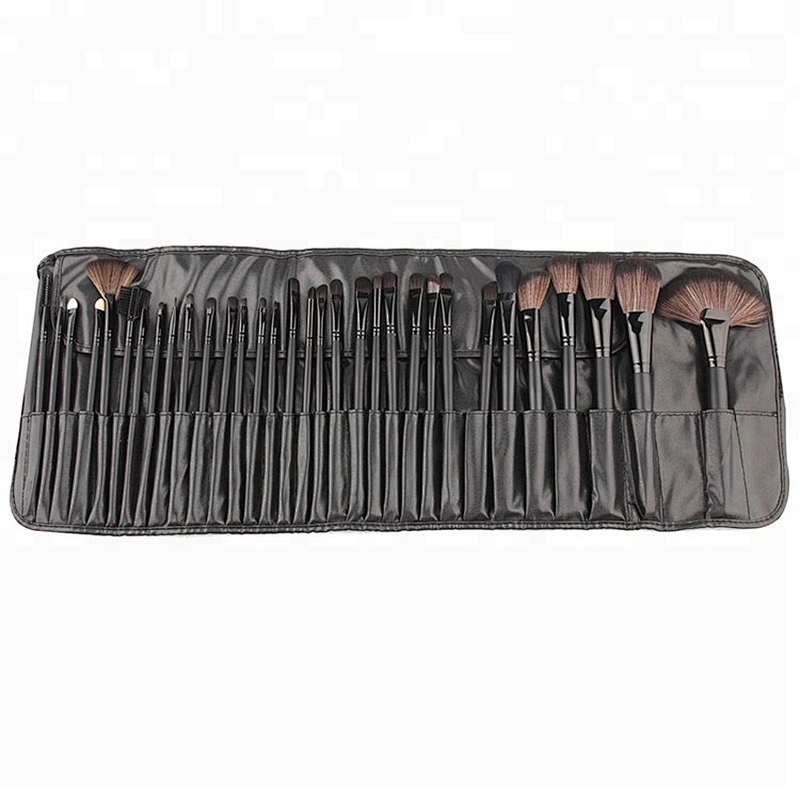 Professional 32pcs Black Makeup Brushes Set Powder Blusher Contour Cosmetic Beauty Tools pincel maquiagem Kit with Leather case