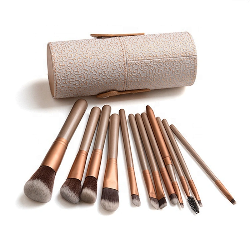 professional 12pcs makeup brush sets with makeup cylinder