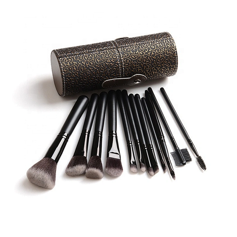 professional 12pcs makeup brush sets with makeup cylinder