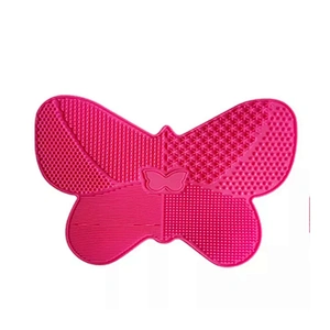 JZG 1pcs Newest Design Butterfly Shape China Factory Big Silicone Makeup Brush Cleaner Pad Mat for Sale with Suction Holder