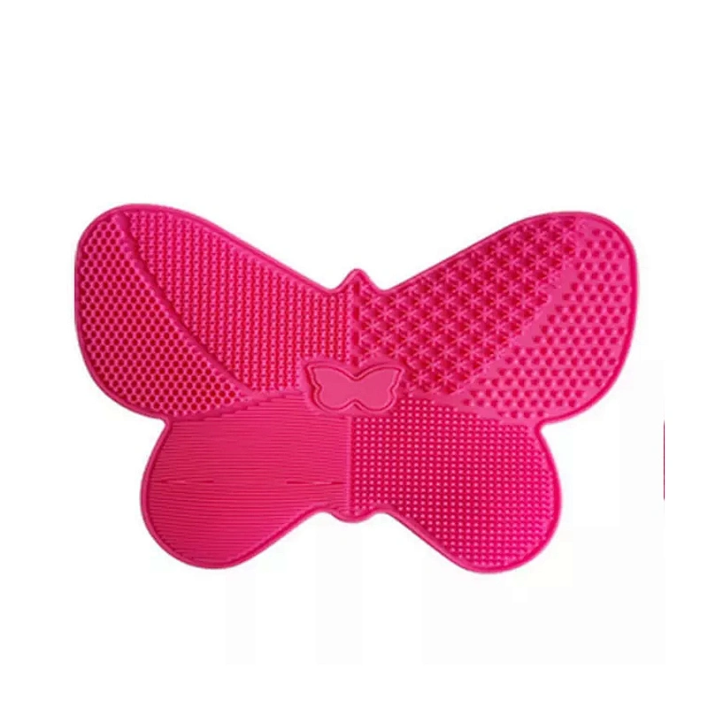 JZG 1pcs Newest Design Butterfly Shape China Factory Big Silicone Makeup Brush Cleaner Pad Mat for Sale with Suction Holder