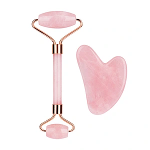 High Quality Private Label Jade Roller Skin Care Massage Noise Free Natural Green Jade Facial Roller Guasha Set With Box
