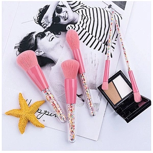 JZG High Quality Vegan Plastic Granule Transparent Handle Cosmetic Brush Set Candy Makeup Brush