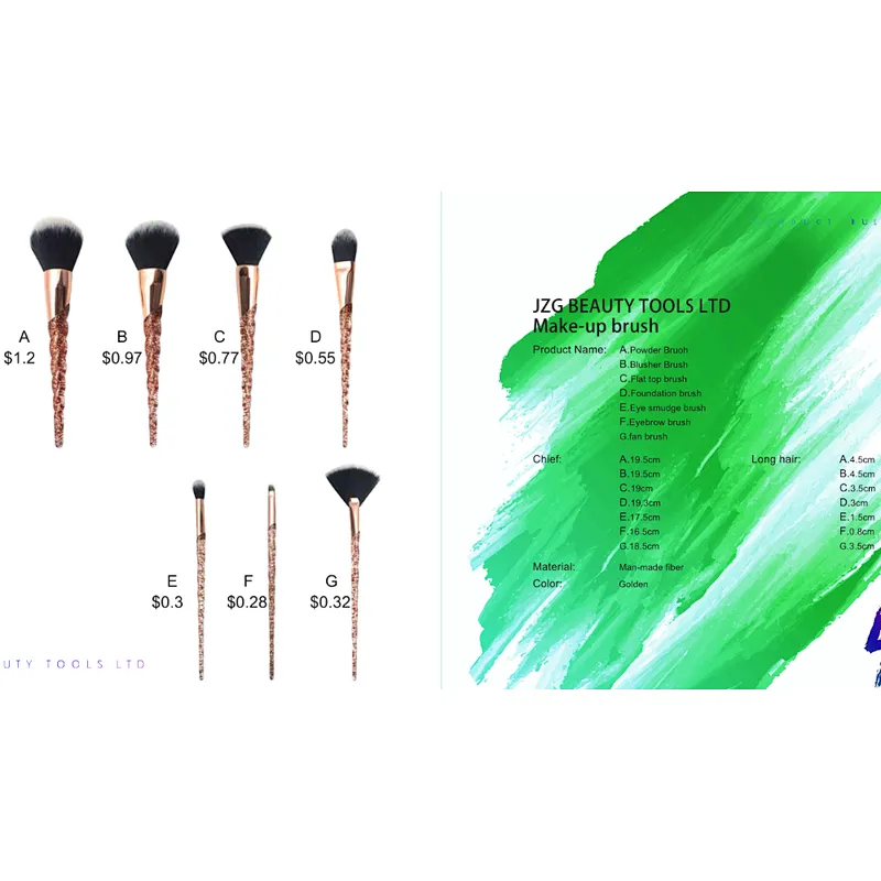 2018 new design professional beauty tools face brush set glitter makeup brush