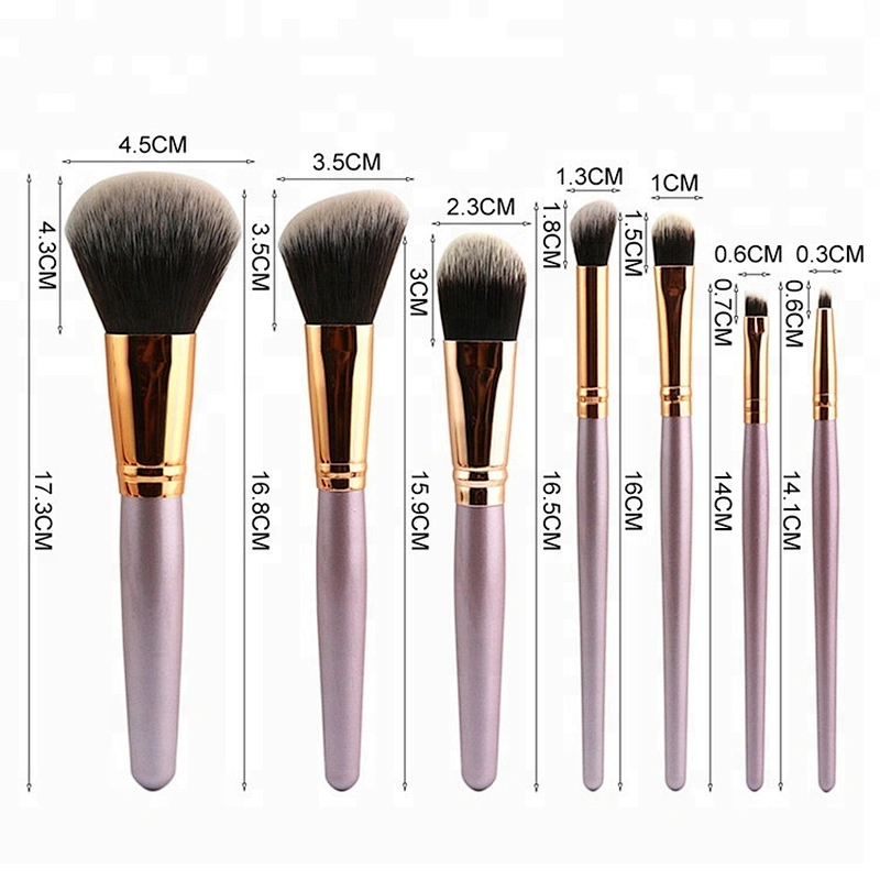 High quality  7pcs Oval Makeup Brushes Set Private Label Beauty Cosmetics Kabuki Make Up Tool Eyebrow Powder Foundation with Bag