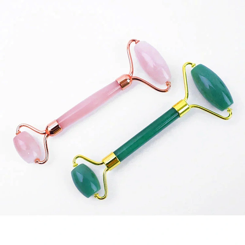 JZG Private Label Hot Selling OEM High Quality Jade Stone Facial Anti Aging Welded Natural Rose Quartz Pink Jade Roller for Face