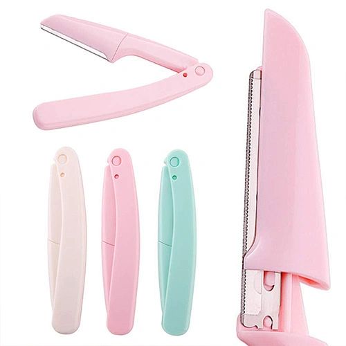 JZG 1pcs Wholesale Folding Eyebrow Shaver Mini Plastic Eyebrow Razor Tool Cosmetic Eyebrow Knife