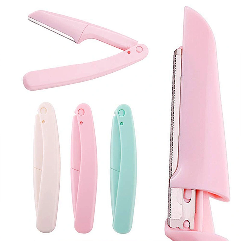 JZG 1pcs Wholesale Folding Eyebrow Shaver Mini Plastic Eyebrow Razor Tool Cosmetic Eyebrow Knife
