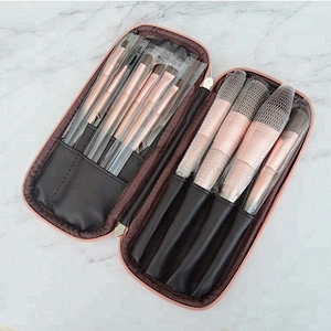 Professional 12Pcs Makeup Brushes Set High Quality Golden Beauty Cosmetics Tool Kits With Pu Makeup Brush Bag