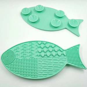 JZG Newest Fish Shape Silicone Brush Cleaner Mat Washing Tools for Cosmetic Make up Eyebrow Brushes Cleaning Pad Scrubber Board