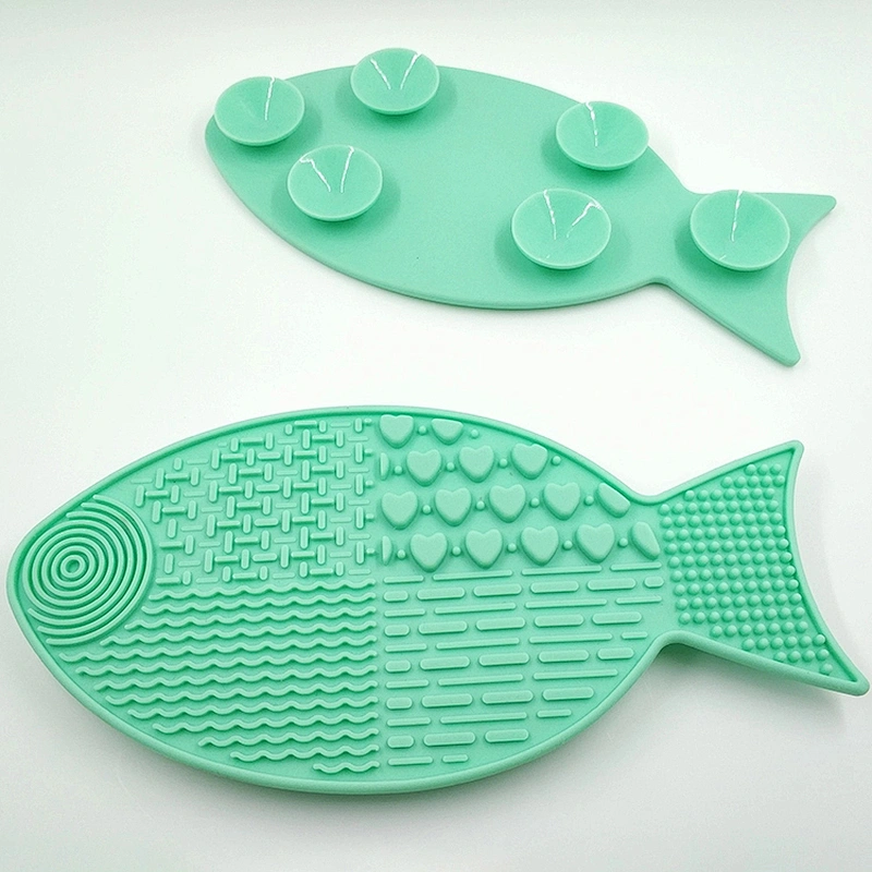 JZG Newest Fish Shape Silicone Brush Cleaner Mat Washing Tools for Cosmetic Make up Eyebrow Brushes Cleaning Pad Scrubber Board