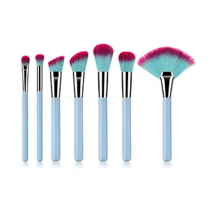 7PCS Blue Makeup Brushes Set Concealer Eyeshadow Powder Fan Brush Makeup Cosmetics Tools