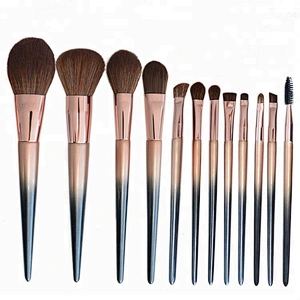 Professional 12Pcs Makeup Brushes Set High Quality Golden Beauty Cosmetics Tool Kits With Pu Makeup Brush Bag