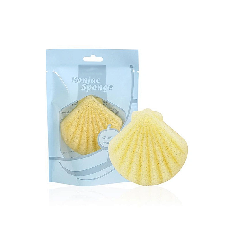 JZG OEM Factory Wholesale Private Label Sea Shell Shape Various Colors 100% Natural Soft Skin Care Konjac Sponge Washing Cleaner