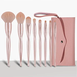 New good quality Skin Tone 8pcs Ballet handle custom logo Makeup Brush Set wholesale Makeup Brushes tool kit with bag case