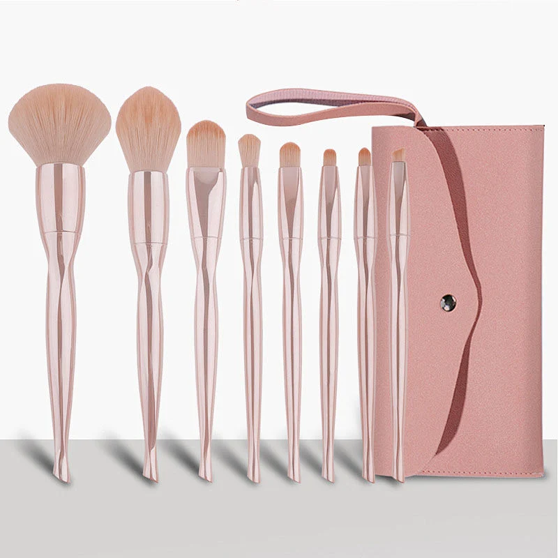 New good quality Skin Tone 8pcs Ballet handle custom logo Makeup Brush Set wholesale Makeup Brushes tool kit with bag case