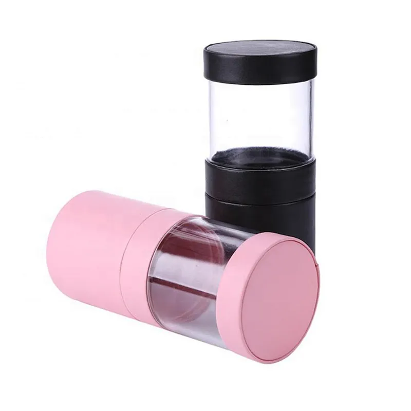 Portable Visible Makeup Brush Holder Simplicity Two Way Cut Double Clasp Travel Cosmetic Brush Storage Cup Case