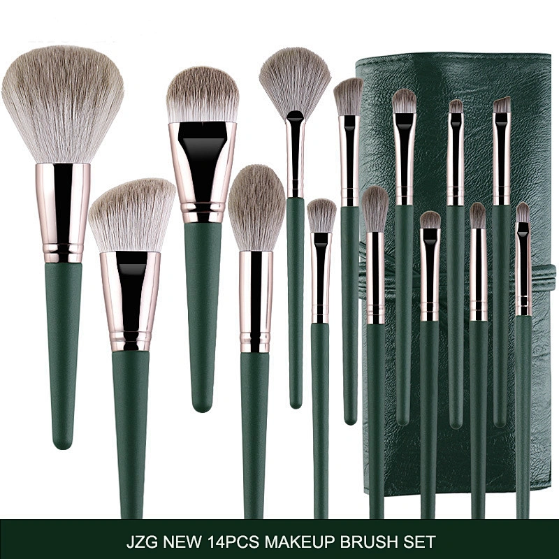 Factory New High quality 14pcs makeup brushes set soft wooden handle beauty tools complete set of makeup brushes for beginners