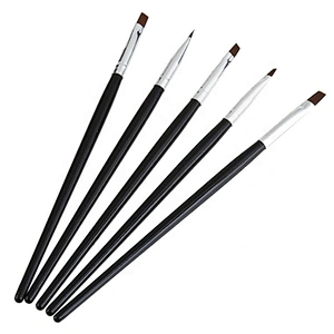 5Pcs Nail Art Flat Top Brush Gel Polish Tips Nail Art Acrylic Painting Drawing Makeup Brushes Sets