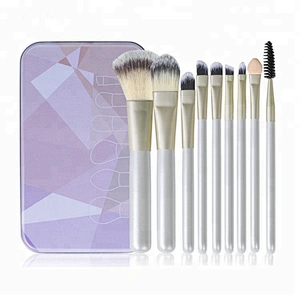 Imported Wholesale Makeup Brushes Set 9pcs Powder Foundation Cosmetics Makeup Brush Essential Kit with Metal Box