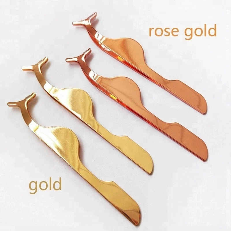 JZG 1pcs Rose Gold Lashes Tweezers Lashes Applicator Tweezer Private Label Eyelash Tweezers