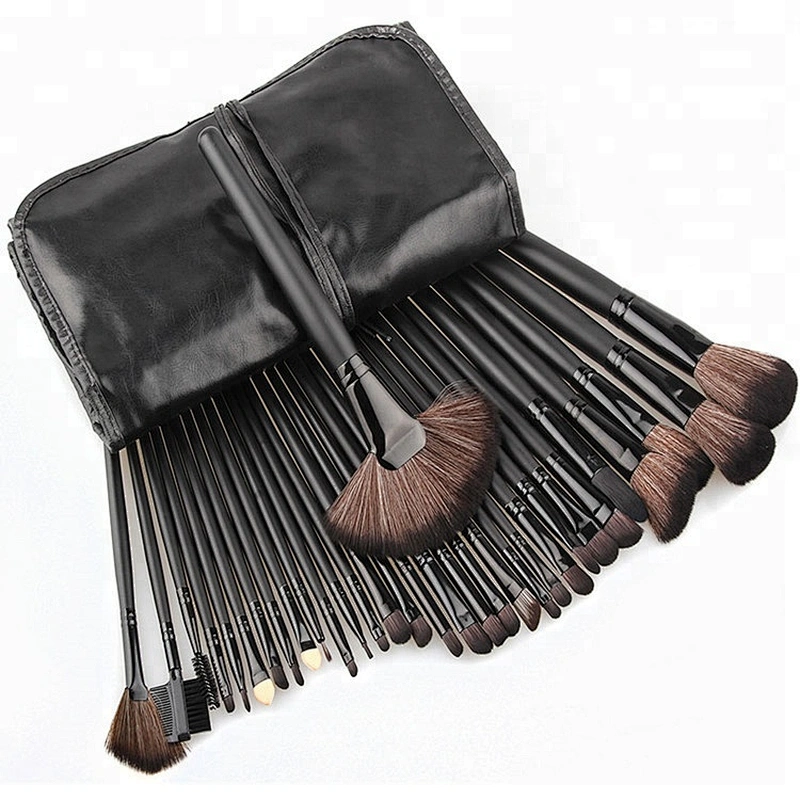 Professional 32pcs Black Makeup Brushes Set Powder Blusher Contour Cosmetic Beauty Tools pincel maquiagem Kit with Leather case