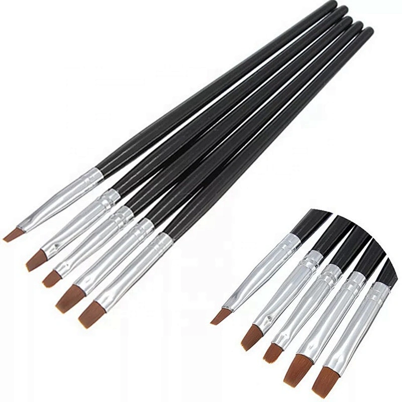 5Pcs Nail Art Flat Top Brush Gel Polish Tips Nail Art Acrylic Painting Drawing Makeup Brushes Sets
