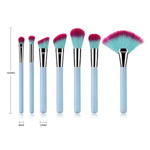 7PCS Blue Makeup Brushes Set Concealer Eyeshadow Powder Fan Brush Makeup Cosmetics Tools