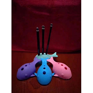 Whale fish shape silicone fish makeup brush cleaner with holder