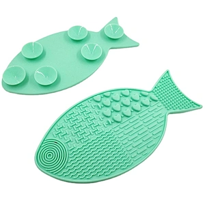 JZG Newest Fish Shape Silicone Brush Cleaner Mat Washing Tools for Cosmetic Make up Eyebrow Brushes Cleaning Pad Scrubber Board