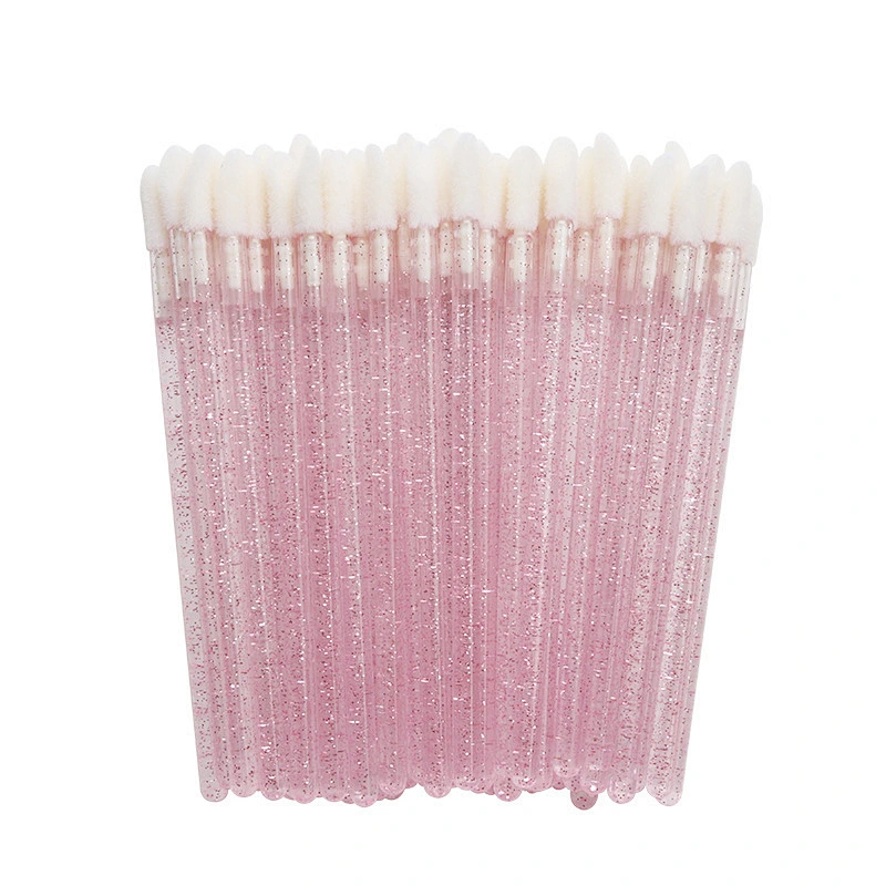 50pcs Pink Mini Gloss Lipstick Wands Applicator Makeup Tools Cepillitos Pestanas Small Disposable Round Lip Brush