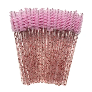 Pink Eyelash Brush Spoolie Extensions Plastic Silicone Disposable Mascara Wands