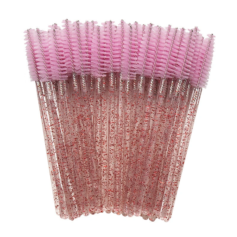 Pink Eyelash Brush Spoolie Extensions Plastic Silicone Disposable Mascara Wands
