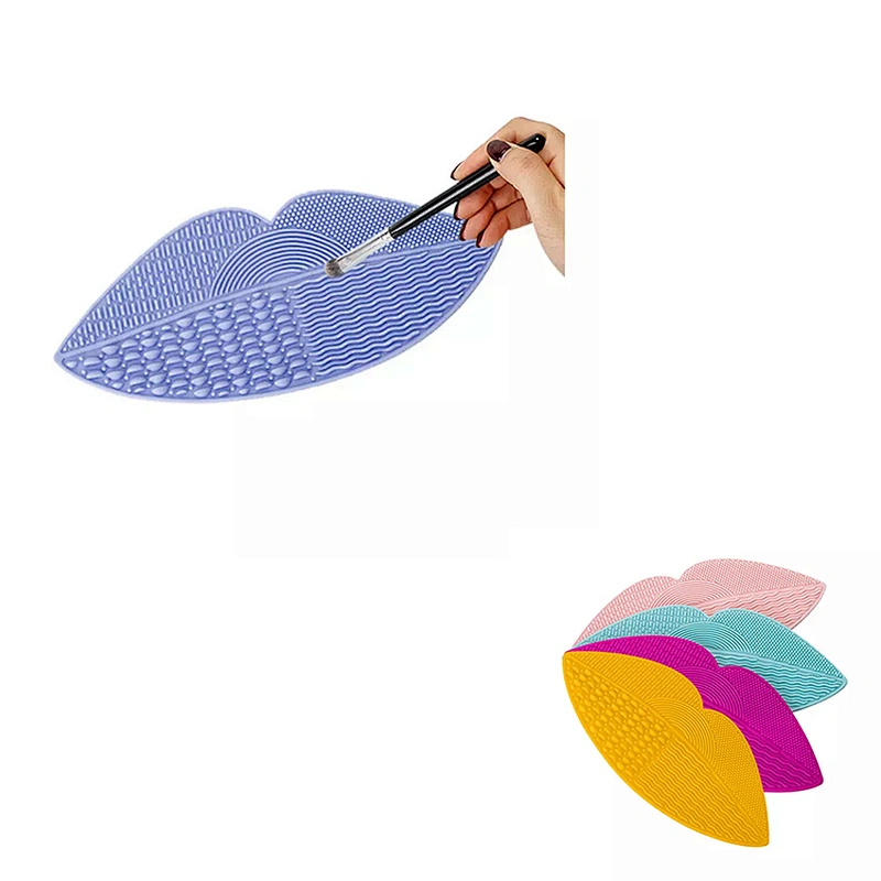 JZG Newest Design Lip Shape Cosmetic Make Up Washing Brush Gel Cleaning Mat Foundation Silicone Makeup Brush Cleaner Pad Board