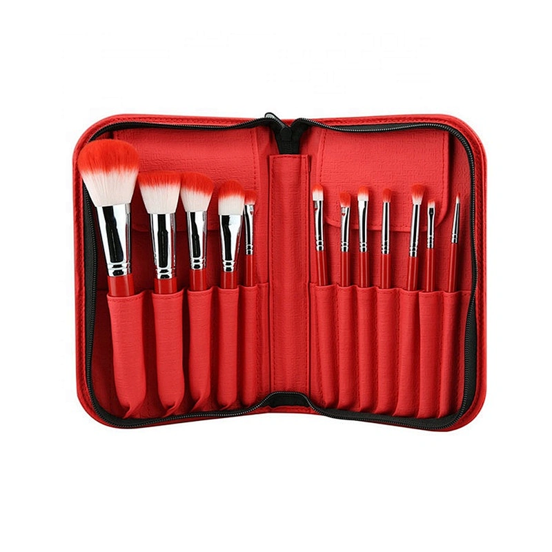 High quality 12pcs beauty cosmetics makeup brushes set with cosmetic bag