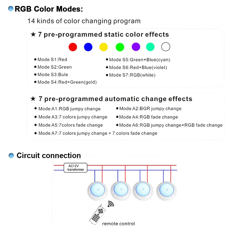 HOTOOK Low Voltage IP68 Resin Filled Underwater Light LED Surface Mounted DIY 12V LED Pool Light Bulb