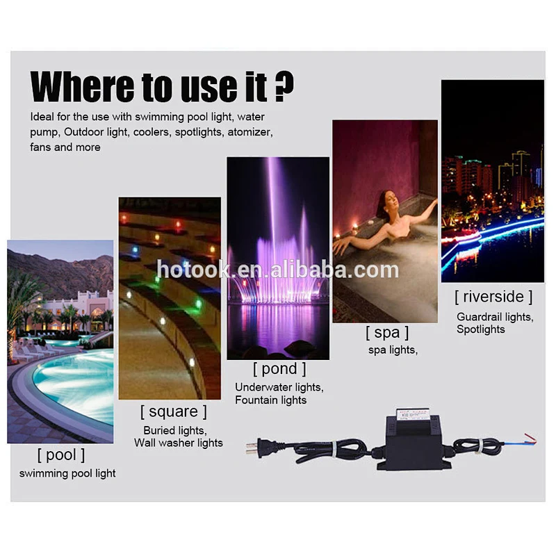 Free Shipping 60W Waterproof ip67 led swimming pool light 12v transformers