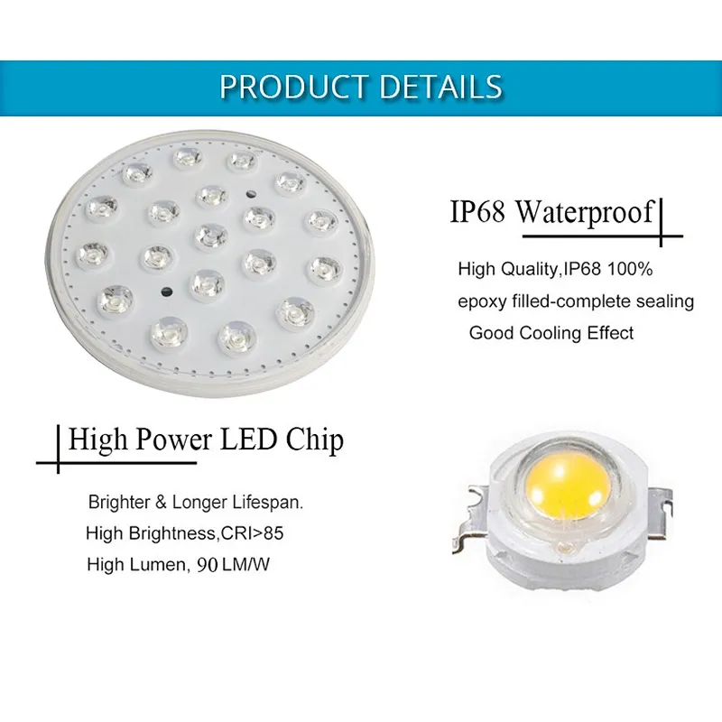 Patented resin filled surface mounted pool light IP68 underwater swimming Waterproof LED lamp ODM OEM factory